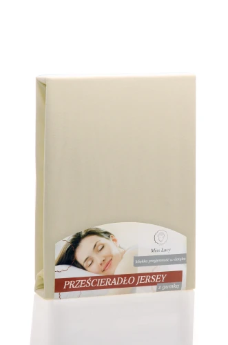 PRZESCIERADŁO BAWEŁNIANE JERSEY Z GUMKA 160X200CM ECRU