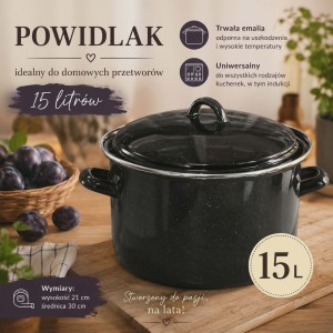 Powidlak EMALIOWANY garnek do słoików pasteryzacji wekowania 15 L 30 cm