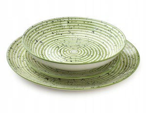 Komplet obiadowy 18cz.27/19/20cm miska 550ml STRIPES GREEN