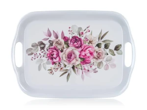 Taca 36x25,5cm RÓŻA z uchwytami z melaminy