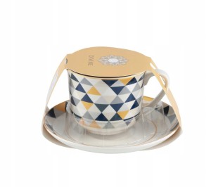 Kubek ze spodkiem Divine Jumbo B05 440 ml wzory geometryczne