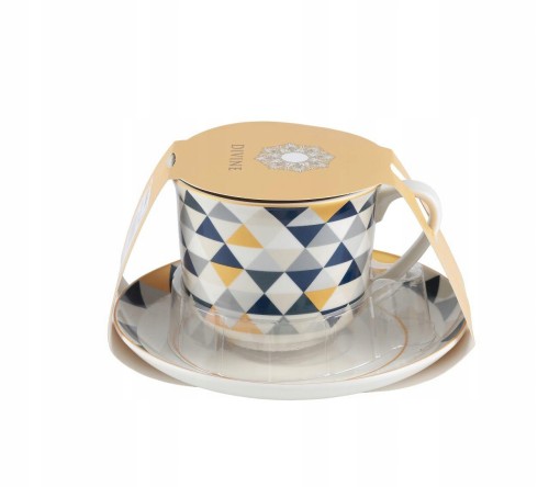 Kubek ze spodkiem Divine Jumbo B05 440 ml wzory geometryczne
