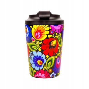 KUBEK TERMICZNY FOLK 350 ML - ŁOWICKIE - CZARNY FOLKSTAR