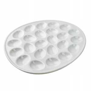 Talerz na jajka 24 miejsca porcelanowy MONDEX 35x28 cm biały