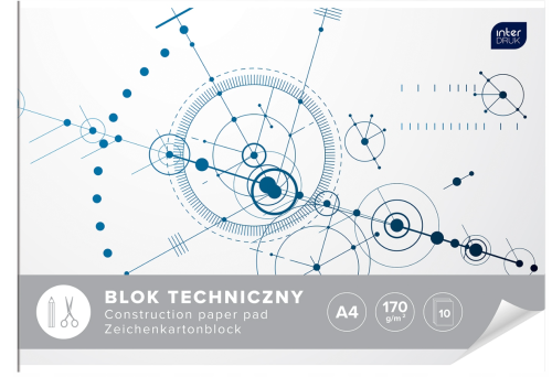 Blok techniczny kolorowy Interdruk A4 160g 10k