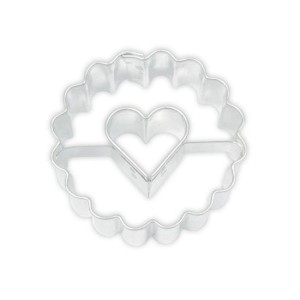 Wykrawacz metalowy do ciastek 3,6 cm kółko ząbkowane z serduszkiem