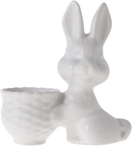 Kieliszek ceramiczny zając na jajko biały 
