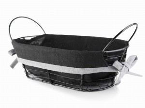 Koszyk metalowy na pieczywo czarny 25cm 