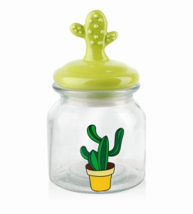 Pojemnik/ słój szklany na art. sypkie 600ml z serii,,Cactus"