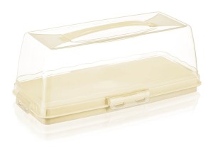 Pojemnik plastikowy na ciasto keks 33,5cm x 10,5 cm z funkcją chlebaka