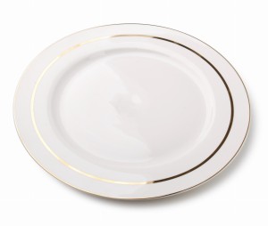 Talerz porcelanowy obiadowy płytki 27cm Mirella biały 