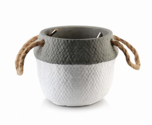 Osłonka ceramiczna kosz PEDRO 14,5cmxh13cm biało-szara