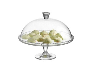 Patera na ciasto szklana na nóżce z kloszem 32cm Patisserie