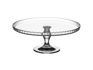 Patera szklana na nóżce z koronkowym rantem II 32cm Patisserie