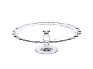 Patera szklana na nóżce maxi koronka 37cm Patisserie 