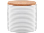Pojemnik na art.sypkie ceramiczny biały z bambusową pokrywką 670ml paski Tuvo
