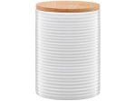 Pojemnik na art.sypkie ceramiczny biały z bambusową pokrywką 1110ml paski Tuvo 
