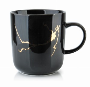 Kubek klasyczny porcelanowy 380ml ODETTE czarno złoty 