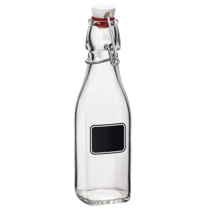 Butelka szklana kwadratowa z klipsem i etykietą 250ml Swing