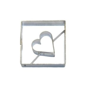 Wykrawacz metalowy do ciastek 4,6 cm kwadrat z sercem